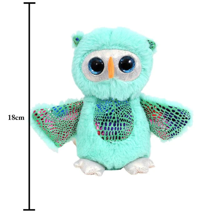 Mirada Blue Foil Plush Stuffed Owl With Glitter Eye