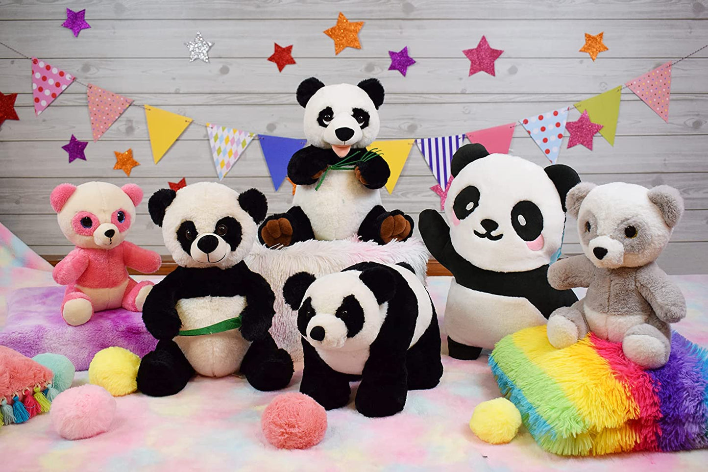 Mirada Panda with Glitter Eyes Grey