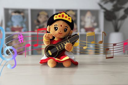 Modi Toys Saraswati Devi Small Mantra Singing Plush - 7 inch