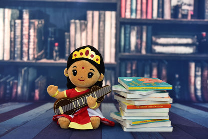 Modi Toys Saraswati Devi Small Mantra Singing Plush (7 inch) And Saraswati and the Stolen Somras