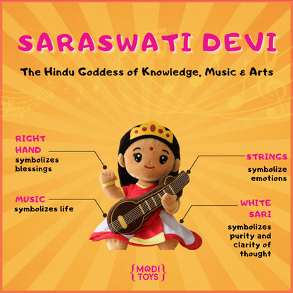 Modi Toys Saraswati Devi Small Mantra Singing Plush - 7 inch