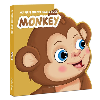 Mirada Monkey 25 cm Dark Brown And My First Shaped Board Book Monkey
