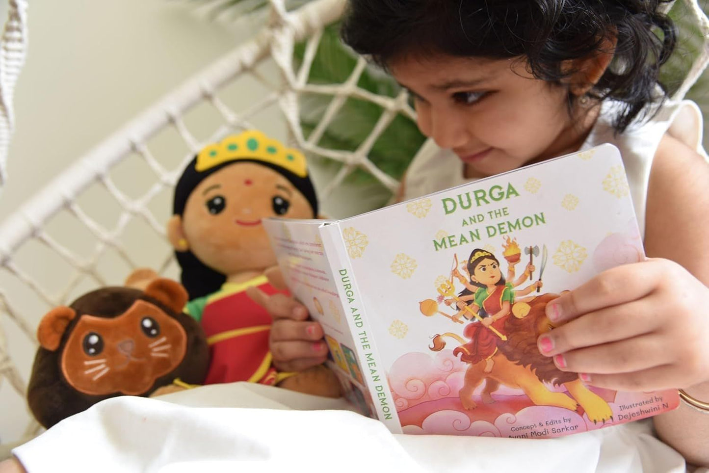 Modi Toys Durga Devi Small Mantra Singing Plush 7 Inch And Durga and the Mean Demon Book