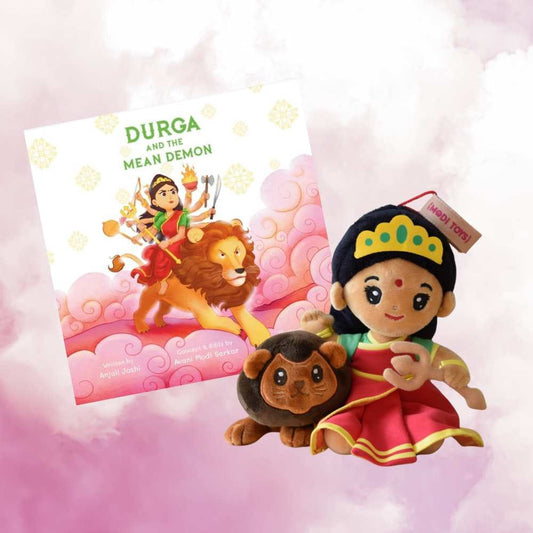 Modi Toys Durga Devi Small Mantra Singing Plush 7 Inch And Durga and the Mean Demon Book